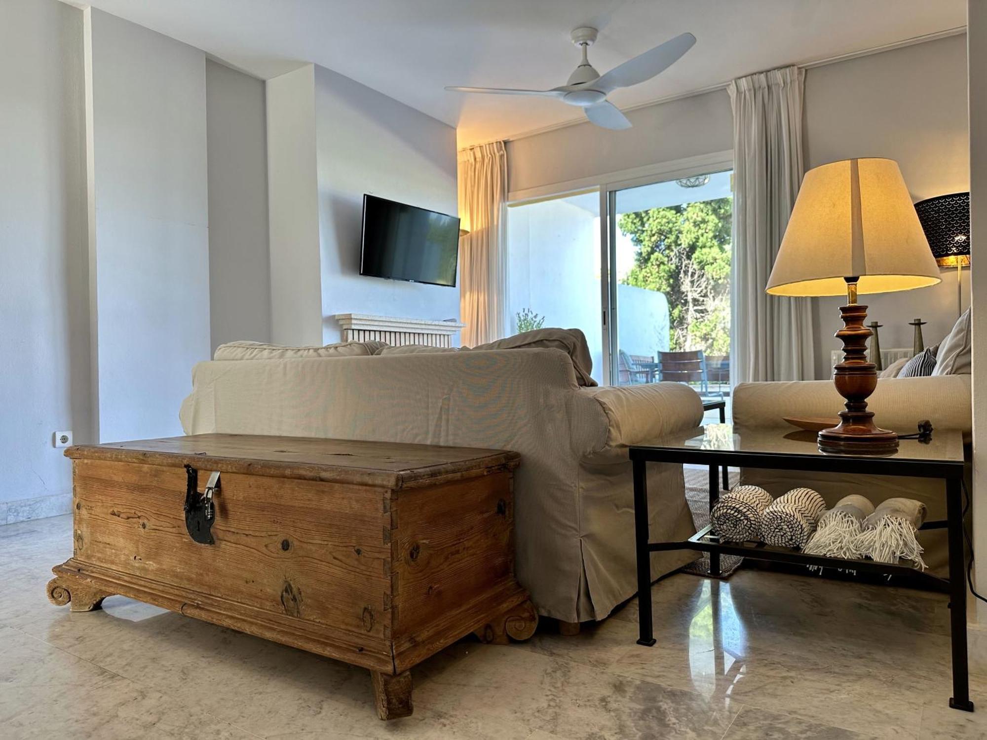 Blue House In Guadalmina Baja, With A Large Terrace Overlooking The Golf Apartment